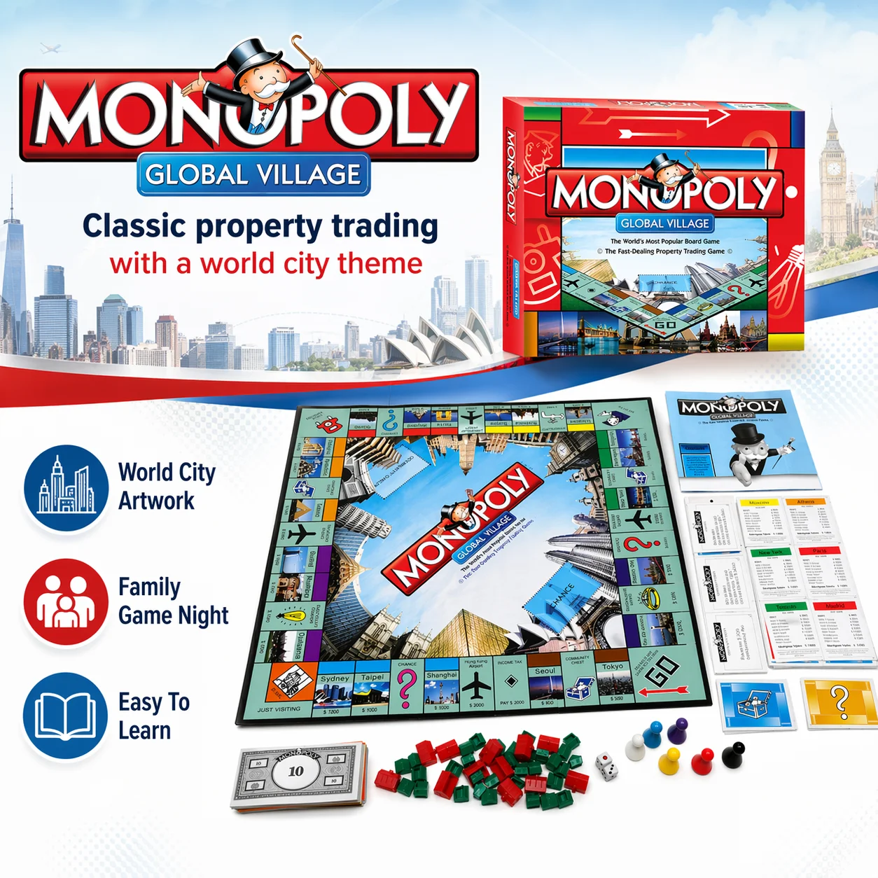 Premium MONOPOLY GLOBAL VILLAG - Hasbro Game Monopoly review and price
